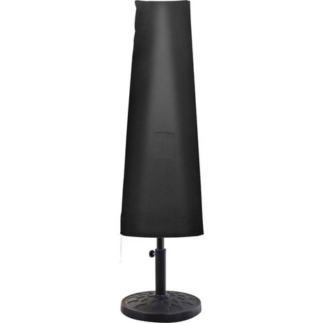 Housse de protection pour parasol, résistante aux intempéries, avec poche latérale, noire (1/4)