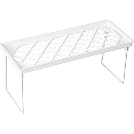 Soavoa Étagère de Comptoir Pliable et Empilable en ABS, Organisateur de Rangement Compact pour Salle de Bain, Cuisine et Pantry, Design Ajouré Blanc (1/4)