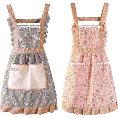 Grembiuli da cucina regolabili con 2 tasche portafiori per cucinare, cuocere al forno e fare giardinaggio - 2 grembiuli antimacchia (1/5)