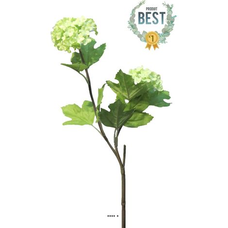 Branche de Viorne artificielle, 2 têtes, H 50 cm Vert - BEST - couleur: Vert (1/3)