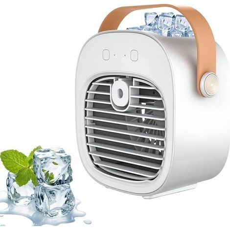 Refroidisseur d'air - Climatiseur portable - Climatiseur mobile silencieux avec réservoir d'eau de 180 ml - Sans tuyau d'évacuation - Mini climatiseur rechargeable - Pour bureau, voiture et extérieur (1/5)