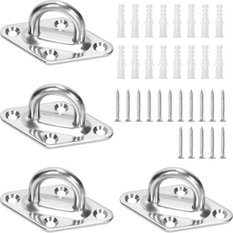 Swpeet 4er-Pack M5 304 Edelstahlhaken, silberfarben, Kunststoff-Deckenbefestigungsset, U-förmiger Deckenhaken (1/5)