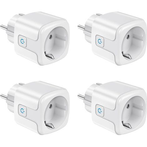 Prise Connectée WiFi, 2,4 GHz Prise Intelligente, 16A Type F, Suivi de consommation, Commande Vocale, Télécommande, 4 Pack Smart Plugs (1/5)