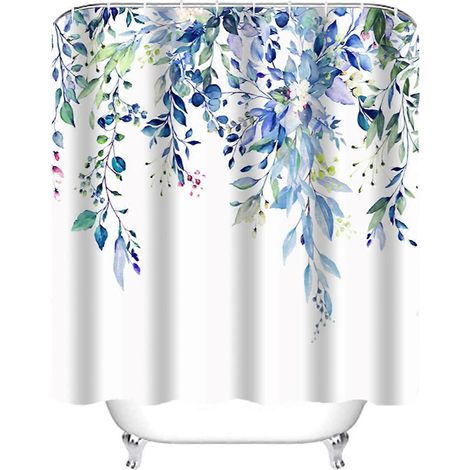 Rideau de douche de feuille de plante d\'aquarelle, ensemble de rideau de douche de salle de bains avec crochet, 72 "W X 72" l