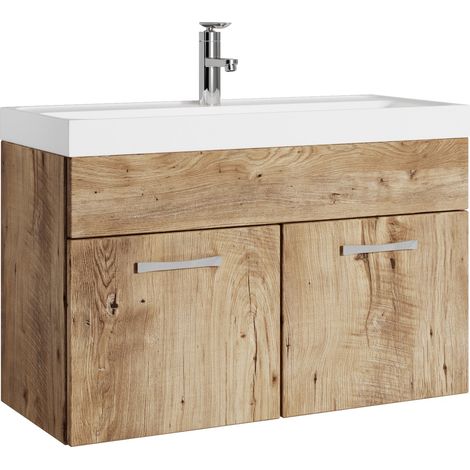 Mobile da bagno Paso 01 80cm Rovere Castago - armadio mobiletto lavabo (1/5)