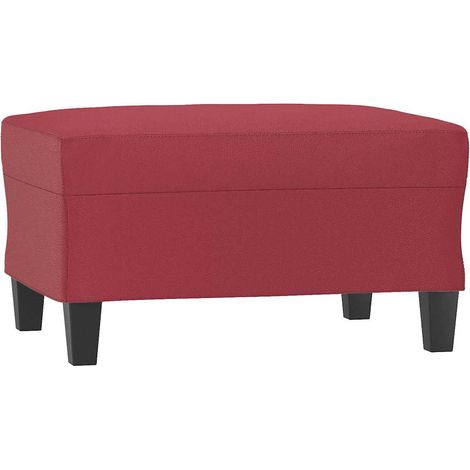 vidaXL Reposapiés de cuero sintético rojo tinto 70x55x41 cm (1/2)