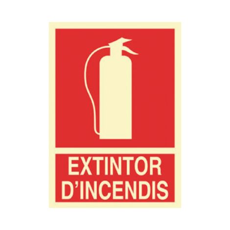 Señal luminiscente 297x210mm para extintor de incendios, alta visibilidad.