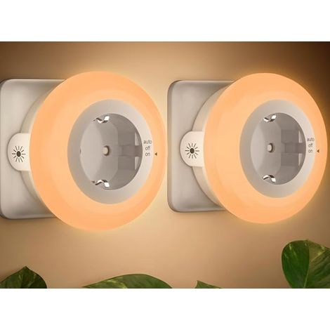 Set mit 2 Steckdosen-Nachtlichtern, einstellbare Helligkeit für Schlafzimmer, Treppenhäuser, Küchen (1/5)