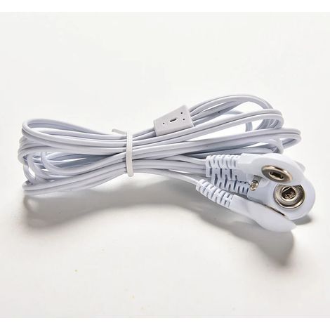 Câble d'électrostimulation blanc à 2/4 boutons pour électrodes d'électrothérapie, compatible avec les appareils de massage TENS, pour massage relaxant 02740-AquaForge
