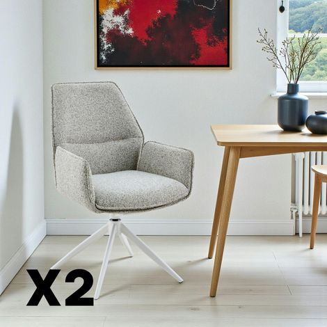 Chaise beige chiné pivotante à accoudoirs (lot de 2) CORTINA