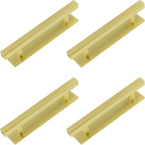 4er-Pack goldene Kunststoff-Schiebetürgriffe selbstklebend mit Platte für Küchenschrank-Schiebetüren im quadratischen Stil (1/5)