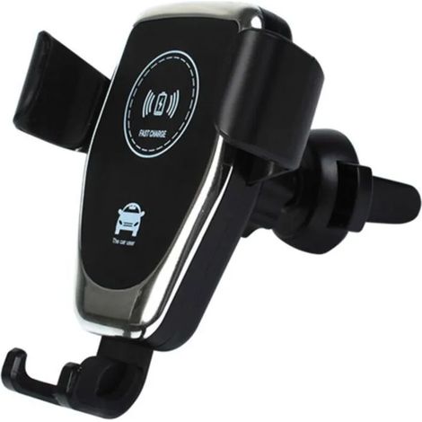 Support de téléphone pour voiture avec chargeur sans fil – Charge rapide 10 W, détection automatique – Noir (1/5)