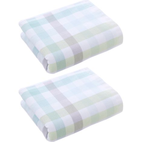 Lot de 2 serviettes de bain, serviette de toilette, serviette d'invité, serviette de douche, en coton à carreaux, 34 x 72 cm (1/5)