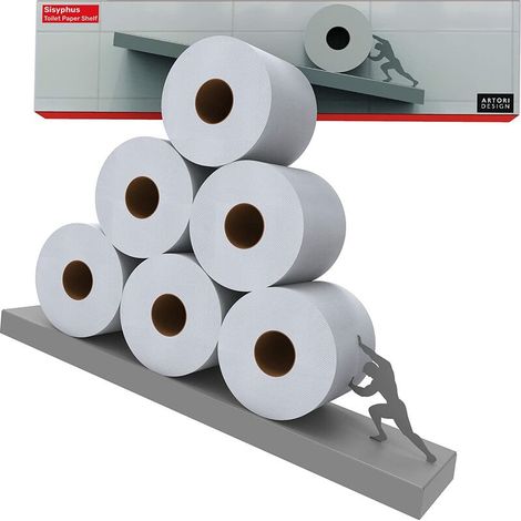 royaluxe - Étagère flottante pour papier toilette – Étagère inclinée en métal pour un rangement facile de la salle de bain – Support mural moderne pour rouleaux de mouchoirs ou serviettes（Sisyphus Gre (1/5)