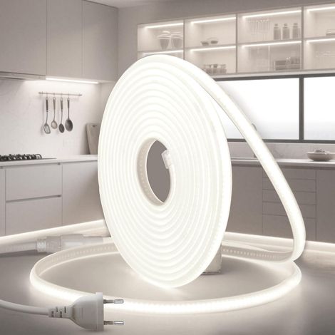 Ruban LED COB 15M 220V Blanc Froid 6000K Exterieur Bande Imperméable Etanche Ip65 320LEDS/M Flexible Recoupable Néon Ruban LED pour Intérieur et Extérieur Chambre Cuisine Maison Escalier (1/5)