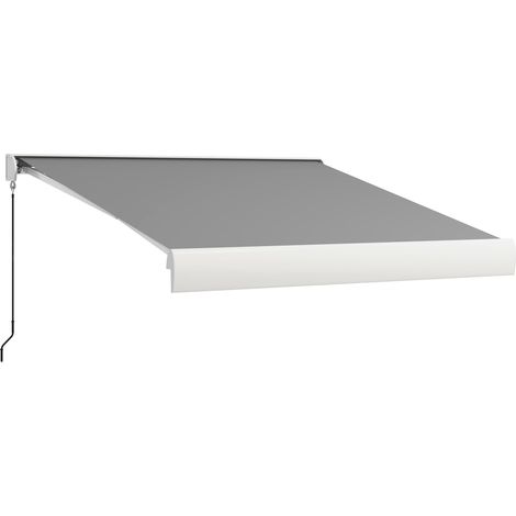 Store Ricciotto Motorisé Gris Clair Coffre Intégré Télécommande Terrasse Extérieur