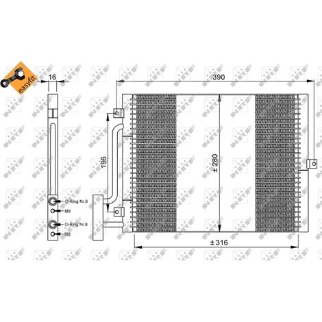Condenseur, climatisation NRF 35307 PORSCHE 99657311100 99757391101