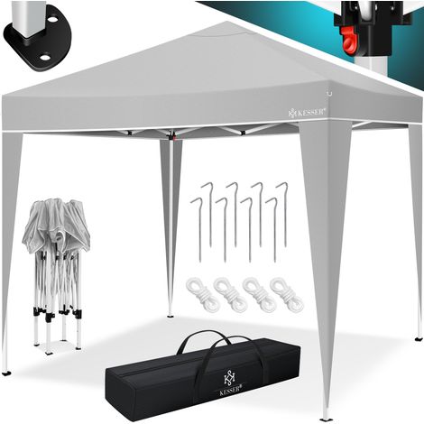 KESSER® gazebo 3x3m impermeable incl. bolsa sistema pop-up click protección UV 50+ carpa plegable carpa de jardín carpa para fiestas puntales metálicos gris
