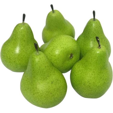 Lot de 6 poires artificielles vertes, fruits artificiels, pour la décoration de la maison, des magasins de fruits, des supermarchés, des bureaux et des restaurants (vertes). (1/4)