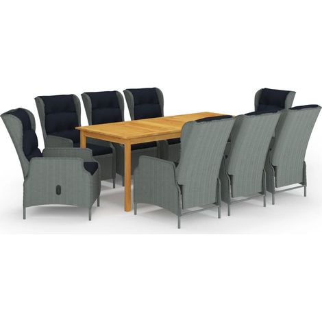 Juego de comedor para jardín 9 piezas gris claro vidaXL (1/5)