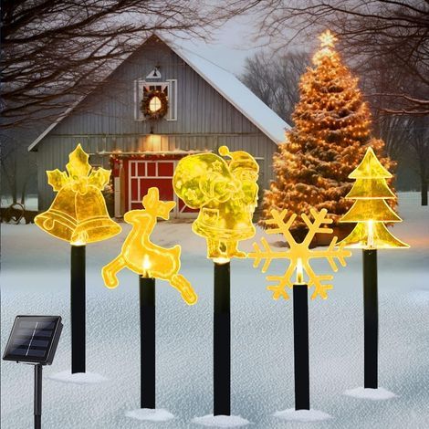 Set mit 5 LED-Solar-Gartenleuchten – 37 cm – IP55 wasserdicht (1/5)
