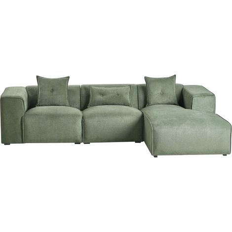 Corner Sofa 3 Seater DOLVA Chenille Dark Green Left Hand (1/5)