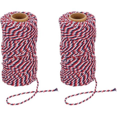 Ficelle de cuisine en coton 2 mm, lot de 2 rouleaux de 50 m, ficelle de boucherie et de cuisson pour rôtis, pâtisserie, jardinage, bricolage et emballage