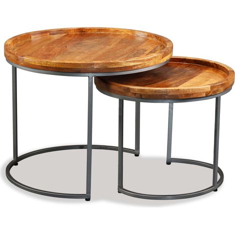 Maison Exclusive - Beistelltisch-Set 2 Stk. Mangoholz Massiv