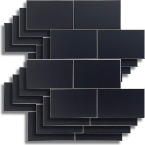Crédence Adhésive Cuisine, Salle de Bain, Noir, 4 Pièces, 25 x 25 cm, Crédence Épaisse, 3D, Carrelage Adhésif Mural, Lavable, Imperméable (1/5)