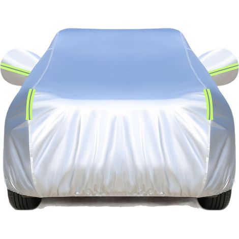 Outdoor-Autoabdeckung, wasserdicht, UV-beständig, winddicht und staubdicht, mit seitlichem Reißverschluss, Autoabdeckung, 450 x 190 x 160 cm, Silber (Kompakt-SUV)