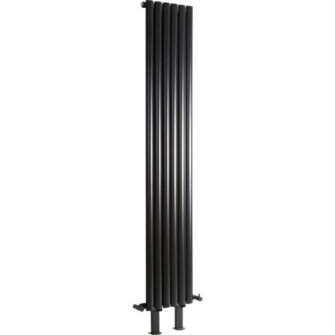 Hudson Reed Vitality - Radiateur Vertical sur Pieds Moderne Noir - 160cm x 35.4cm