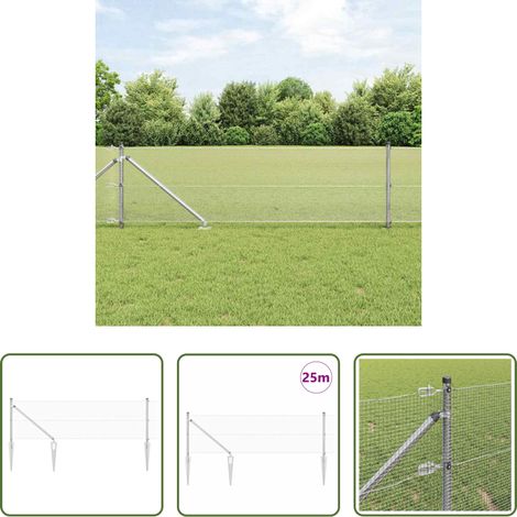 vidaXL Clôture moderne - Poteau de clôture. Argenté 25 x 0,5 m (maillage 12 x 12 mm) (1/5)
