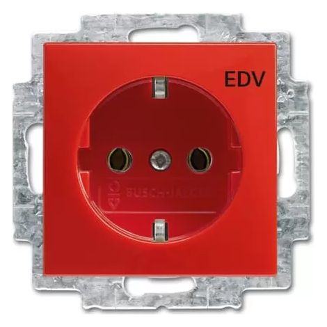 BUSCH-JAEGER Steckdoseneinsatz 20 EUC/DV-917, Aufdruck, rot RAL3020 (1/2)