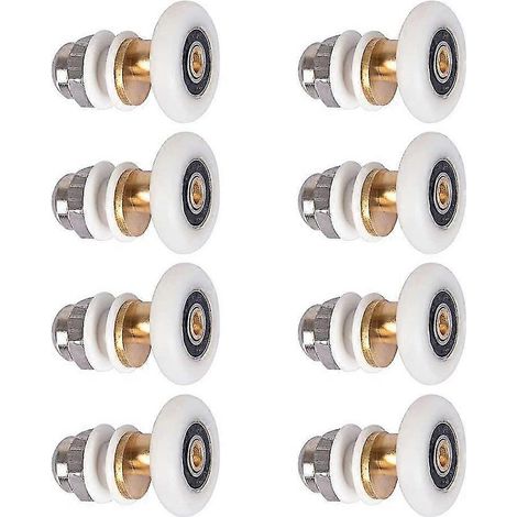 Roulettes de porte de douche de 23 mm, ensemble de 8 pièces de rechange pour portes de douche coulissantes en verre avec roulettes fixes. (1/4)