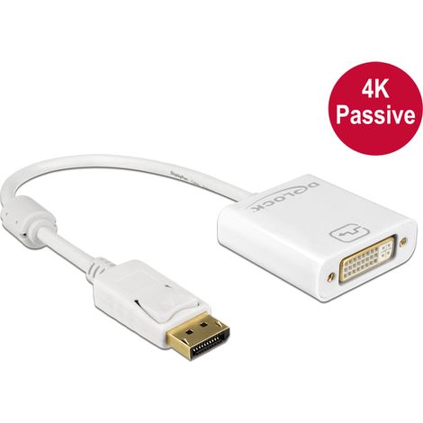 Delock adapter displayport 1.2 male  dvi female 4k passive white