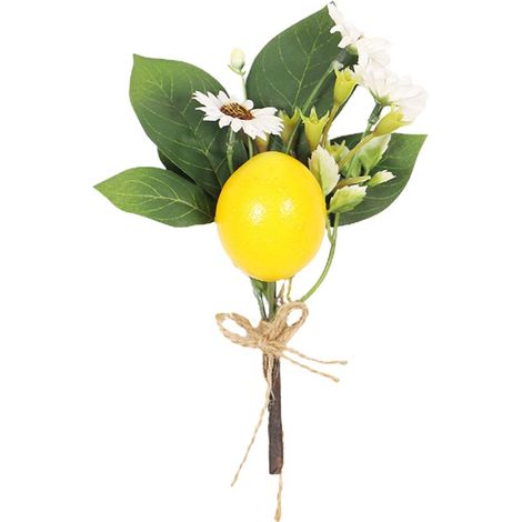 Branche de citronnier artificielle, tige jaune vif polyvalente pour décoration de mariage, fête ou maison, 18 cm / 7,08 pouces (1/5)