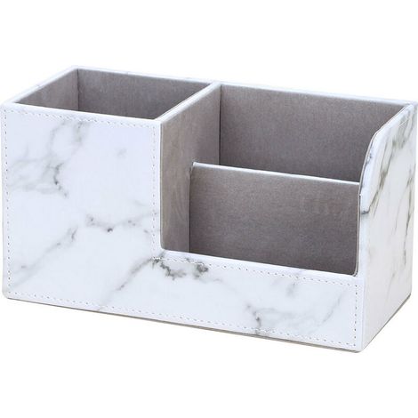 Boîte de rangement papeterie + pot à stylos en marbre blanc, organisateur de bureau pour fournitures et accessoires d'écriture (1/5)