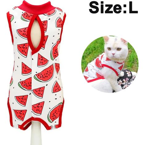 Tuta di recupero professionale per gatti per ferite addominali o malattie della pelle, alternativa al collare elettronico per gatti e cani, abbigliamento post-operatorio, pigiama, L, stile 1 (1/5)