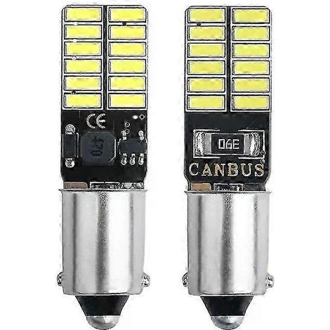 2/10 Stück BA9S T4W LED-Leuchte Canbus 4014 24 SMD Fehlerfreie Instrumenten-Kennzeichenbeleuchtung Leselampen Innenraumleuchten Weiß 12V 6000K-JXLGV