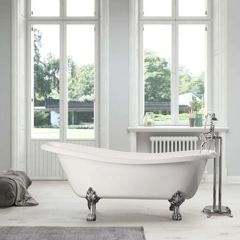 Bañera de Hierro LIVINGSTON blanca 170 cm Patas CROMADAS (1/5)