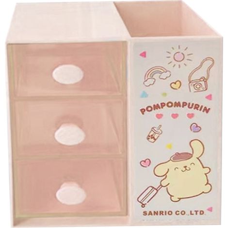 Boîte de rangement de bureau au design mignon avec tiroir intégré et compartiments, en plastique blanc, idéale pour ranger vos produits de maquillage à la maison. (1/5)