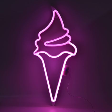 LED-Neonlicht-Schild „Eiscreme“, eiscremeförmiges Neonlicht-Schild mit Fernbedienung, USB-/Batteriebetrieb, pinkfarbene Neonlampe für Partydekoration (1/5)