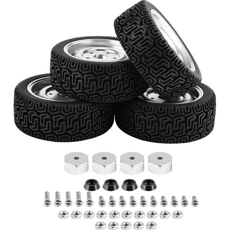 Lot de 4 pneus en caoutchouc avec jantes pour camion RC WPL B14 B24 B16 C14 C24 (WPL1649S) (1/5)