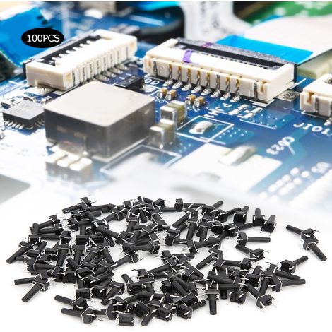 100 Stück Mikro-Taster für Momenttakte aus technischem Kunststoff, DC 12 V, 50 mA, DIP-Gehäuse, 6 x 6 x 15 mm (1/5)