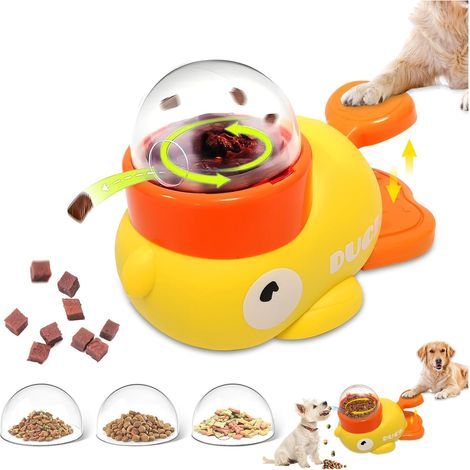 Dog Food Dispenser, Interactive Feeder in the Shape of a Yellow Duck, Slow Feeder Intelligent Toy for Dogs, Treat Dispenser Toy, Slow Feeding Toy for Dogs and Cats (1/5)