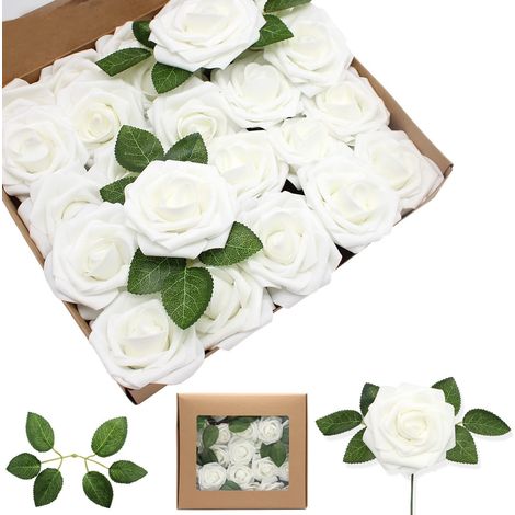 Lot de 25 roses artificielles, fleurs artificielles, têtes de roses pour-AquaForge (1/5)