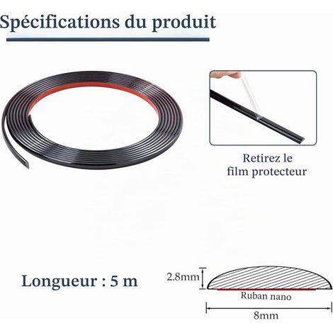 Moulure Décorative Autoadhésive Bord de Papier Peint Carrelage Miroir Mur Plafond Armoire Baguette de Finition PVC Bandes de Calfeutrage Bande Décoration Murale Noir (1/2)