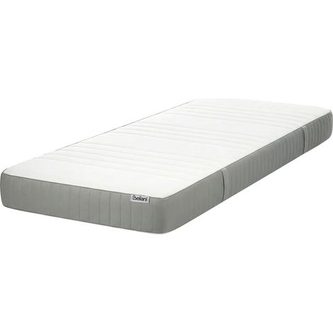 Colchón de espuma visco gel duro firme con funda extraíble de poliéster con cremallera blanco y gris 80 x 200 cm Happiness (1/5)