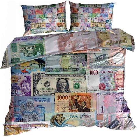 Biancheria da letto in raso di cotone 3D 160x200cm BANCONOTE (1/3)