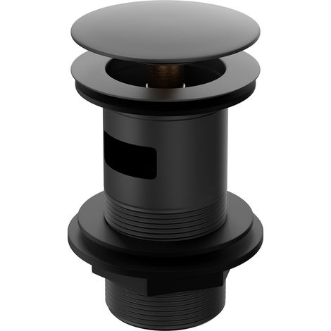 Colore Round Matt Black Moon Cap Slotted Click Clack Basin Waste (1/5)